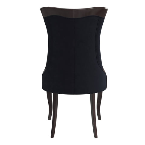 Novara Modern Dining Side Chair Upholstered in Leather/Velvet with Rubberwood Legs Set of 4