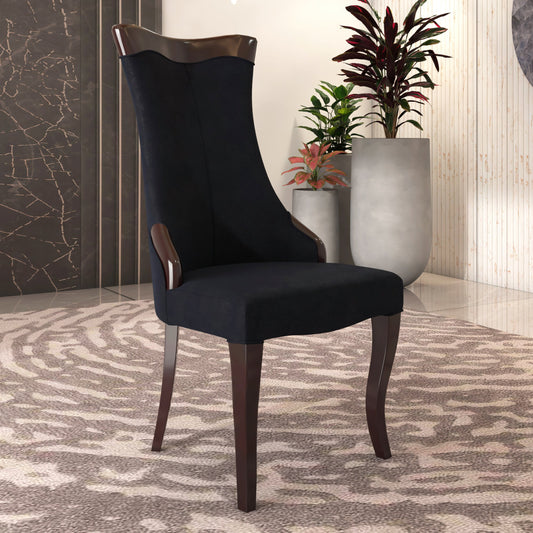 Novara Series Modern Dining Side Chair Upholstered in Leather/Velvet with Rubberwood Legs