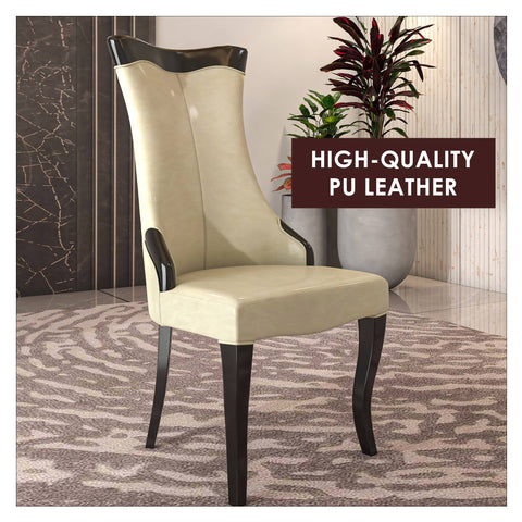 Novara Modern Dining Side Chair Upholstered in Leather/Velvet with Rubberwood Legs Set of 2