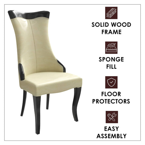 Novara Modern Dining Side Chair Upholstered in Leather/Velvet with Rubberwood Legs Set of 2