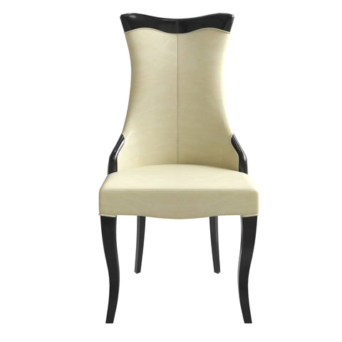 Novara Modern Dining Side Chair Upholstered in Leather/Velvet with Rubberwood Legs Set of 2