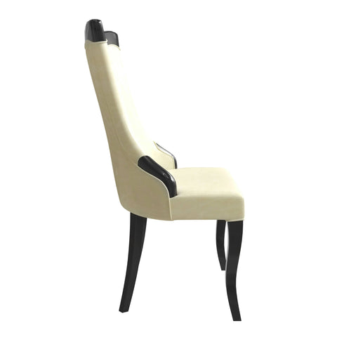 Novara Modern Dining Side Chair Upholstered in Leather/Velvet with Rubberwood Legs Set of 2