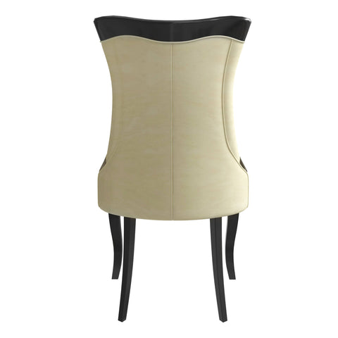 Novara Modern Dining Side Chair Upholstered in Leather/Velvet with Rubberwood Legs Set of 2