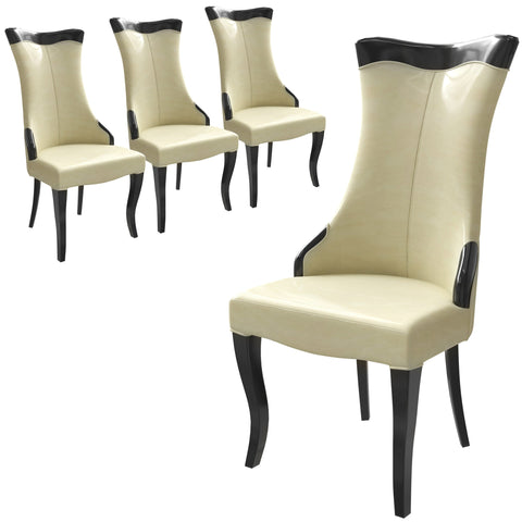 Novara Modern Dining Side Chair Upholstered in Leather/Velvet with Rubberwood Legs Set of 4