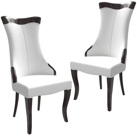 Novara Modern Dining Side Chair Upholstered in Leather/Velvet with Rubberwood Legs Set of 2