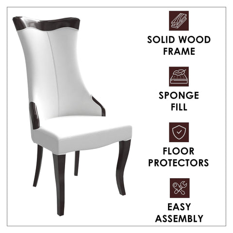 Novara Modern Dining Side Chair Upholstered in Leather/Velvet with Rubberwood Legs Set of 2