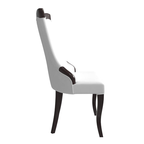 Novara Modern Dining Side Chair Upholstered in Leather/Velvet with Rubberwood Legs Set of 2