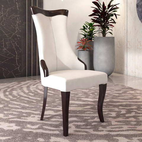 Novara Modern Dining Side Chair Upholstered in Leather/Velvet with Rubberwood Legs Set of 4