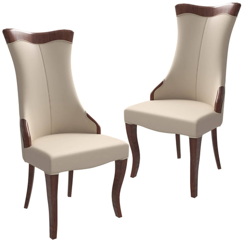 Novara Modern Dining Side Chair Upholstered in Leather/Velvet with Rubberwood Legs Set of 2