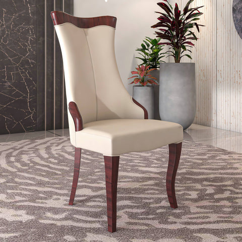 Novara Modern Dining Side Chair Upholstered in Leather/Velvet with Rubberwood Legs Set of 2