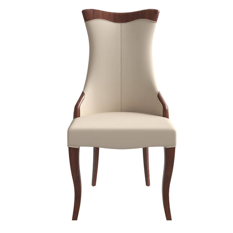 Novara Modern Dining Side Chair Upholstered in Leather/Velvet with Rubberwood Legs Set of 2