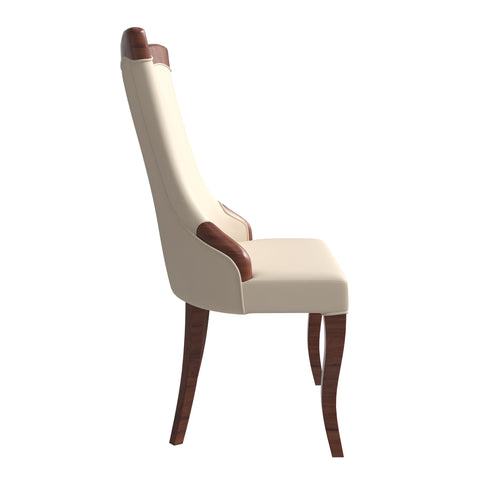 Novara Series Modern Dining Side Chair Upholstered in Leather/Velvet with Rubberwood Legs