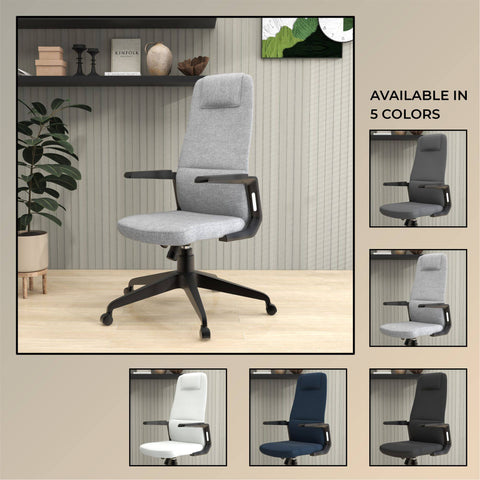 Nexa High-Back Conference Office Chair in Leather/Polyester Adjustable Height Swivel and Tilt