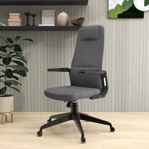 Nexa High-Back Conference Office Chair in Leather/Polyester Adjustable Height Swivel and Tilt