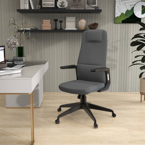 Nexa High-Back Conference Office Chair in Leather/Polyester Adjustable Height Swivel and Tilt