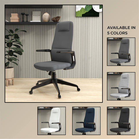 Nexa High-Back Conference Office Chair in Leather/Polyester Adjustable Height Swivel and Tilt