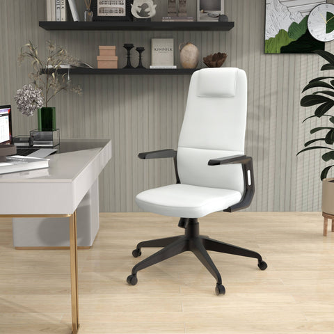 Nexa High-Back Conference Office Chair in Leather/Polyester Adjustable Height Swivel and Tilt