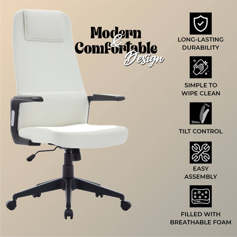 Nexa High-Back Conference Office Chair in Leather/Polyester Adjustable Height Swivel and Tilt