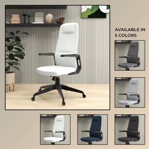 Nexa High-Back Conference Office Chair in Leather/Polyester Adjustable Height Swivel and Tilt