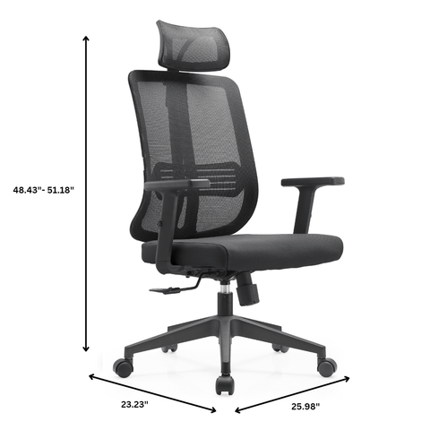 Nift Adjustable Upholstered Office Chair with Foam Filled Seat and Mesh Back and Headrest