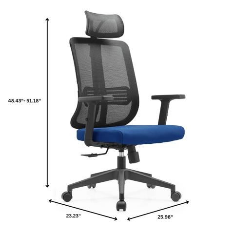 Nift Adjustable Upholstered Office Chair with Foam Filled Seat and Mesh Back and Headrest