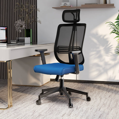 Nift Adjustable Upholstered Office Chair with Foam Filled Seat and Mesh Back and Headrest