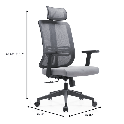 Nift Adjustable Upholstered Office Chair with Foam Filled Seat and Mesh Back and Headrest