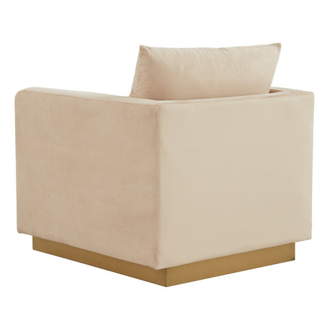 Nervo Modern Mid-Century Upholstered Velvet/Leather Accent Chair with Gold Base