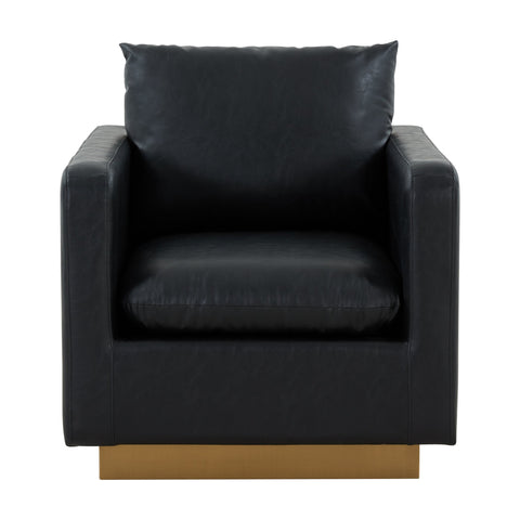 Nervo Modern Mid-Century Upholstered Velvet/Leather Accent Chair with Gold Base