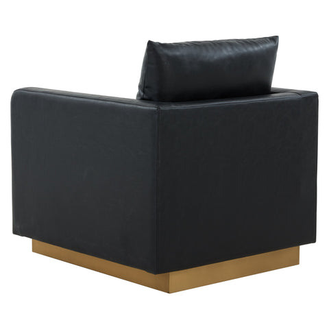 Nervo Modern Mid-Century Upholstered Velvet/Leather Accent Chair with Gold Base