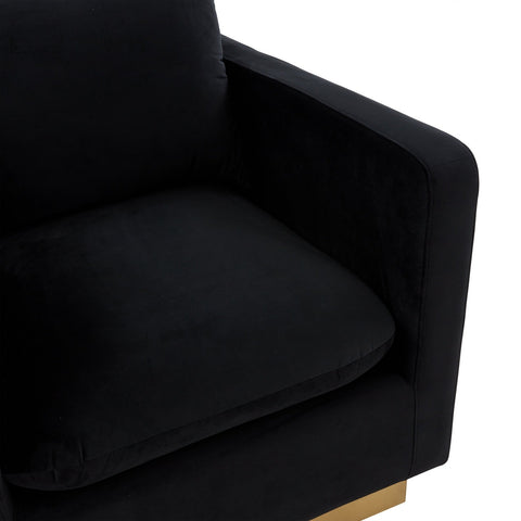 Nervo Modern Mid-Century Upholstered Velvet/Leather Accent Chair with Gold Base