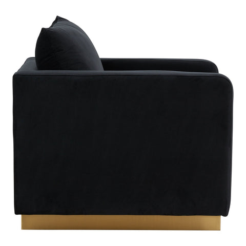 Nervo Modern Mid-Century Upholstered Velvet/Leather Accent Chair with Gold Base