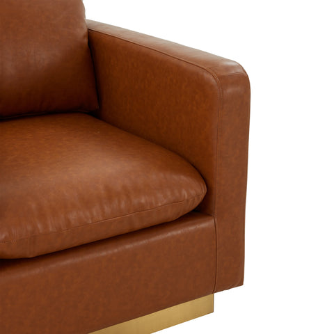 Nervo Modern Mid-Century Upholstered Velvet/Leather Accent Chair with Gold Base