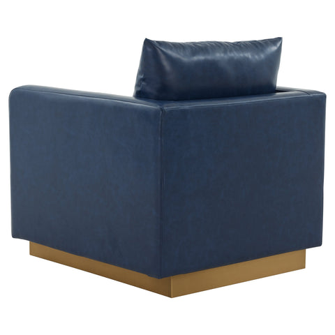 Nervo Modern Mid-Century Upholstered Velvet/Leather Accent Chair with Gold Base