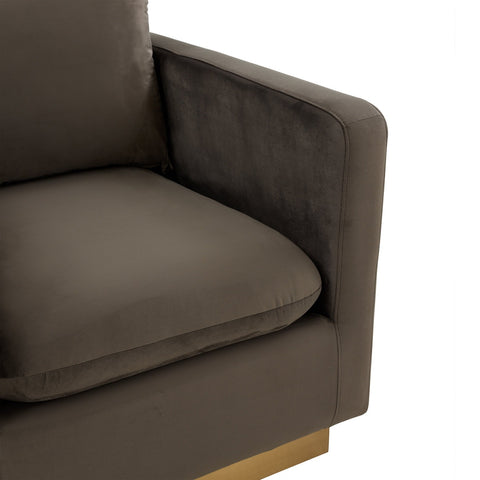 Nervo Modern Mid-Century Upholstered Velvet/Leather Accent Chair with Gold Base