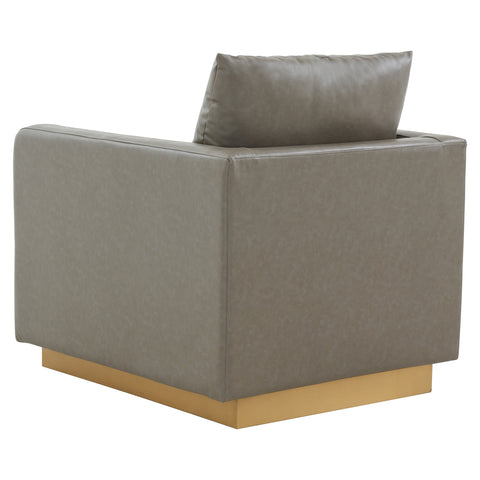 Nervo Modern Mid-Century Upholstered Velvet/Leather Accent Chair with Gold Base