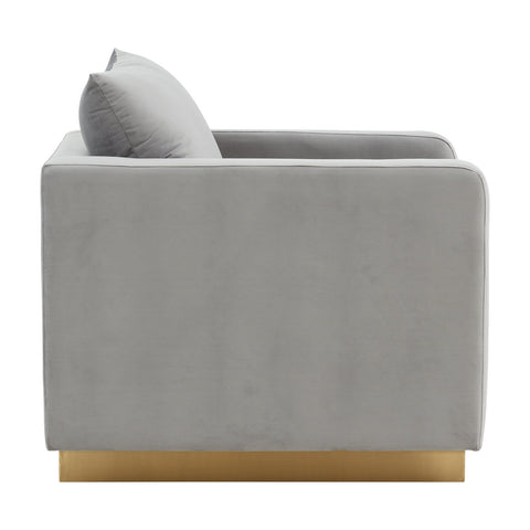 Nervo Modern Mid-Century Upholstered Velvet/Leather Accent Chair with Gold Base