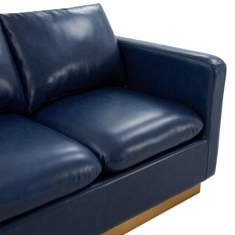 Nervo Modern Mid-Century Upholstered Velvet/Leather Loveseat with Gold Base