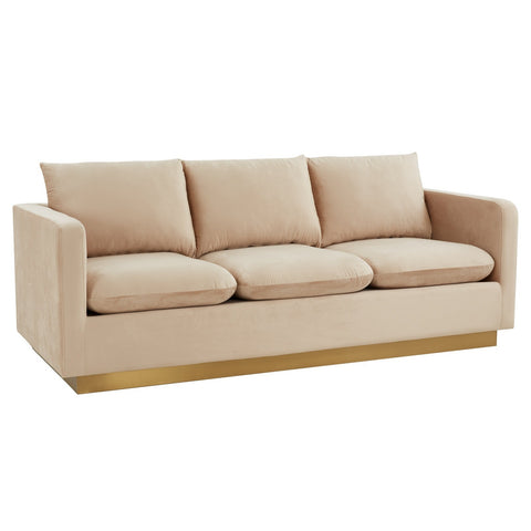 Gold Base Upholstered Velvet Full Size Sofa - Nervo Collection