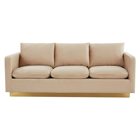 Gold Base Upholstered Velvet Full Size Sofa - Nervo Collection