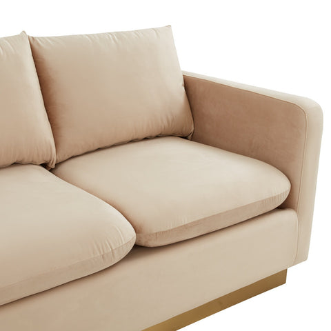 Gold Base Upholstered Velvet Full Size Sofa - Nervo Collection