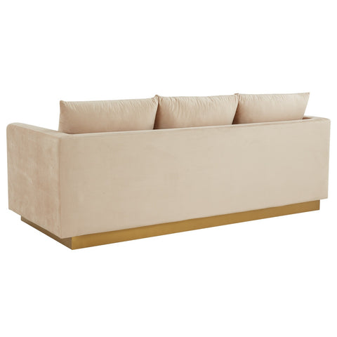 Gold Base Upholstered Velvet Full Size Sofa - Nervo Collection