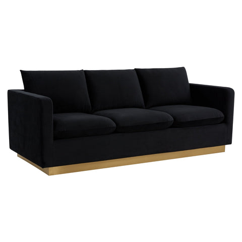 Gold Base Upholstered Velvet Full Size Sofa - Nervo Collection