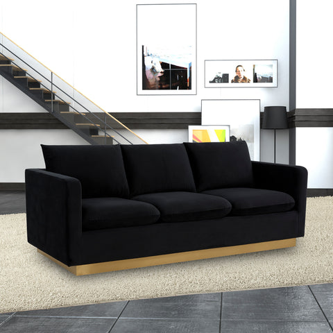 Gold Base Upholstered Velvet Full Size Sofa - Nervo Collection