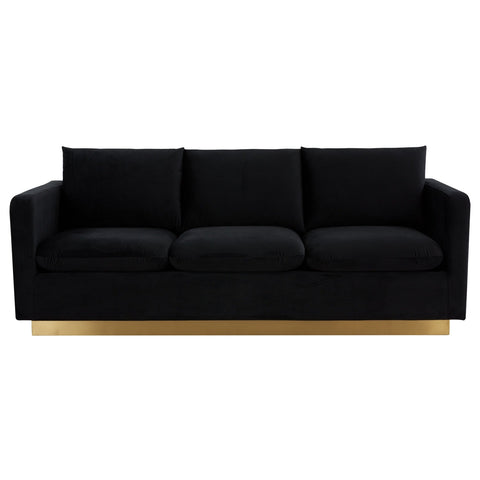 Gold Base Upholstered Velvet Full Size Sofa - Nervo Collection