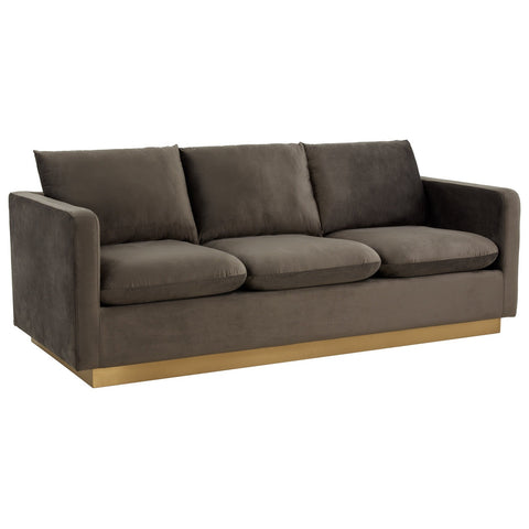 Gold Base Upholstered Velvet Full Size Sofa - Nervo Collection