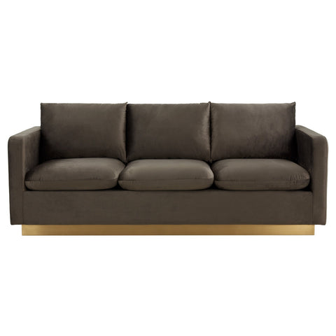 Gold Base Upholstered Velvet Full Size Sofa - Nervo Collection