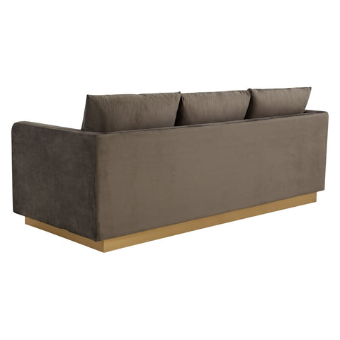 Gold Base Upholstered Velvet Full Size Sofa - Nervo Collection