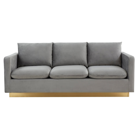 Gold Base Upholstered Velvet Full Size Sofa - Nervo Collection