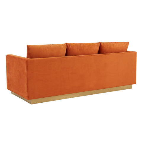 Gold Base Upholstered Velvet Full Size Sofa - Nervo Collection